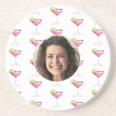 カスタムフォトフェイス＆カクテル | パーソナライズドピンク コースター (正面)