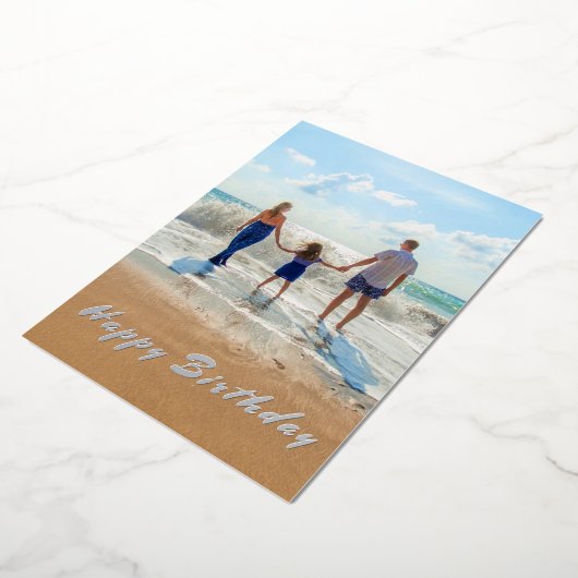 カスタムフォトフォイル誕生日カードあなたの家族の写真 箔シーズンカード (回転した状態)