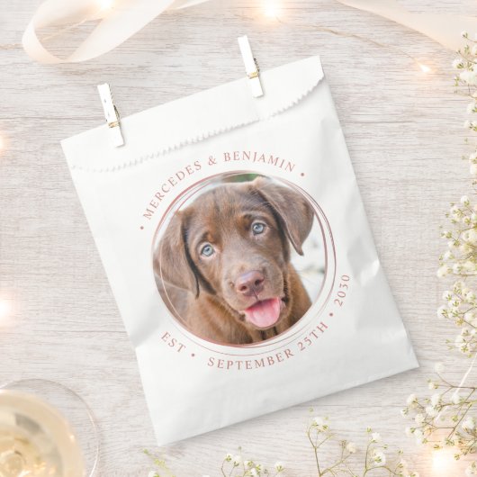 カスタムフォトフォトエレガントバラ金ゴールドのパーソナ結婚ライズ フェイバーバッグ (クリップ留めされた状態)