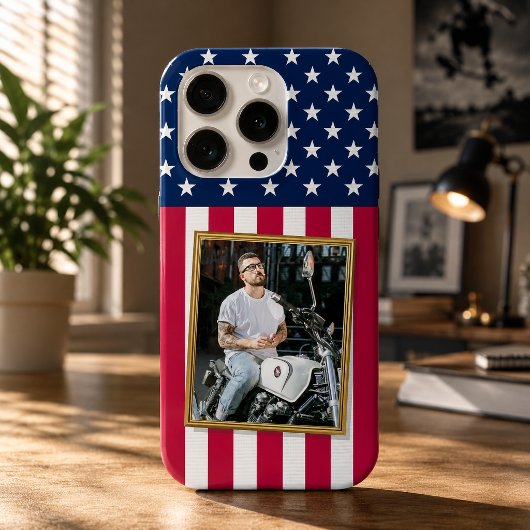 カスタムフォトフォンケース アメリカ国旗 愛国 iPhoneケース
