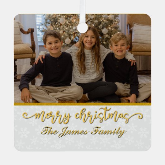 カスタムフォトフレームめでたいクリスマス&新年 メタルオーナメント (正面)