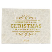 カスタムフォトフレームめでたいクリスマス&新年 ラージペーパーバッグ (裏面)