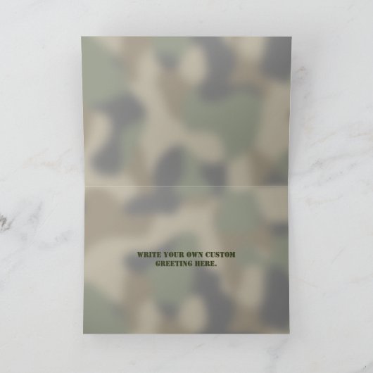 カスタムフォトフレームカモフラージュ軍隊ホリデー シーズンカード (内部)