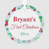 カスタムフォトフレームベビーの初めてのクリスマス休日 オーナメント (裏面)
