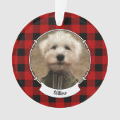 カスタムフォトフレーム国赤バッファローチェックプレイド オーナメント (正面)