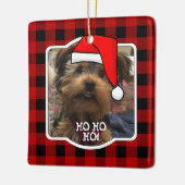カスタムフォトフレーム国赤バッファローチェックプレイド セラミックオーナメント (左)