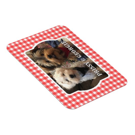 カスタムフォトフレーム国赤バッファローチェックプレイド マグネット (右側)