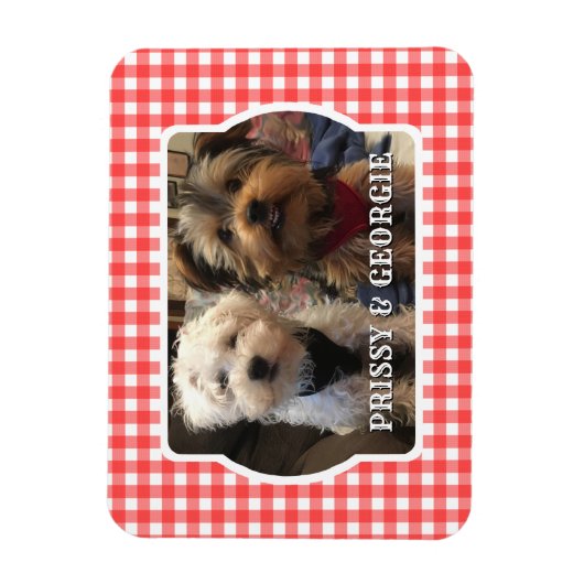 カスタムフォトフレーム国赤バッファローチェックプレイド マグネット (縦)