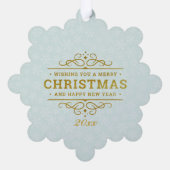 カスタムフォトフレームMerry Christmas & New Year Holi オーナメントカード (裏面)