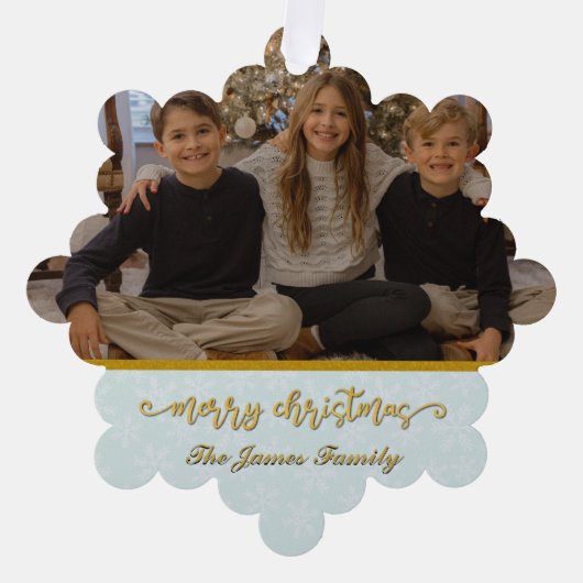 カスタムフォトフレームMerry Christmas & New Year Holi オーナメントカード (正面)