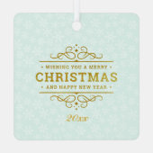 カスタムフォトフレームMerry Christmas & New Year Holi メタルオーナメント (裏面)