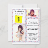 カスタムフォトフローラフレーム1st誕生日招待状 招待状 (正面)