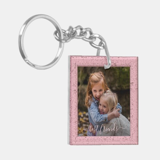 カスタムフォトフ最高のィンズフォーエバーピンクフレーム キーホルダー (正面左)