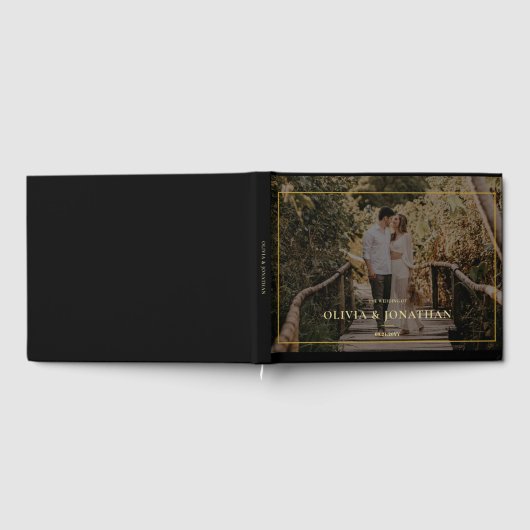 カスタムフォトブミニマルラック金ゴールド結婚ズ ゲストブック (全面)