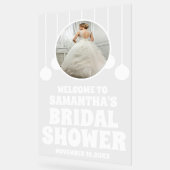 カスタムフォトブライダルシャワーへようこそ アクリルサイン (傾斜)