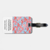 カスタムフォトブライトピンクフラミンゴオンブルー ラゲッジタグ (裏面横)