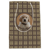 カスタムフォトブラウンとタン愛犬家ペットママ ミディアムペーパーバッグ (正面)