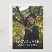 カスタムフォトブラックグラードキャップ卒業パーティー 招待状 (正面)