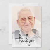 カスタムフォトブラックスクリプト90th誕生日パーティー サンキューカード (正面)