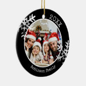 カスタムフォトブラックスノーフレークサークルオーナメント セラミックオーナメント (右)