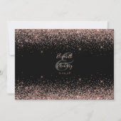 カスタムフォトブラックバラ金ゴールド結婚グリッター サンキューカード (裏面)
