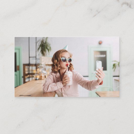 カスタムフォトブラック写エレガント真モダン家 名刺 (裏面)