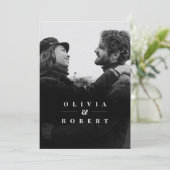 カスタムフォトブラック抽象芸術シルバー結婚ズ 招待状 (スタンド正面)