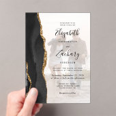 カスタムフォトブラック金ゴールドアゲ結婚ート アクリル招待状 (インサイチュ (ポータブル))