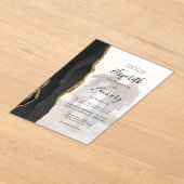 カスタムフォトブラック金ゴールドアゲ結婚ート アクリル招待状 (レイダウン)