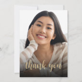 カスタムフォトブラック金ゴールド21歳のパーティー サンキューカード (正面)