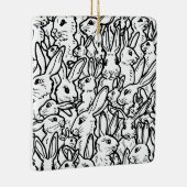 カスタムフォトブラック&ホワイトラビットスケッチ モダン セラミックオーナメント (右)