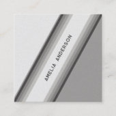 カスタムフォトブラック&ホワイトレトロストライプ70s、80s スクエア名刺 (正面)