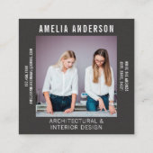 カスタムフォトブラック&ホワイトレトロストライプ70s、80s スクエア名刺 (裏面)