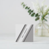 カスタムフォトブラック&ホワイトレトロストライプ70s、80s スクエア名刺 (スタンド正面)