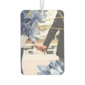 カスタムフォトブルーの花のパーソナライズされた枠 カーエアーフレッシュナー (裏面)