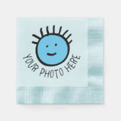 カスタムフォトブルーカクテル紙ナプキンステンプレート 縁ありカクテルナプキン (正面)