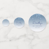 カスタムフォトブルーグリッタードリップ90誕生日 コンフェッティ (正面)