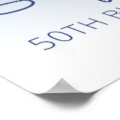 カスタムフォトブルーグリッター50th誕生日へようこそ ポスター (角)