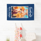 カスタムフォトブルースクールカラー卒業バナー 横断幕 (インサイチュ)