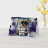 カスタムフォトブルーパープルフローラハッピーマザーズ カード (黄色い花)