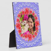 カスタムフォトブルーレースピンクローゼフレームプラーク フォトプラーク (側面)