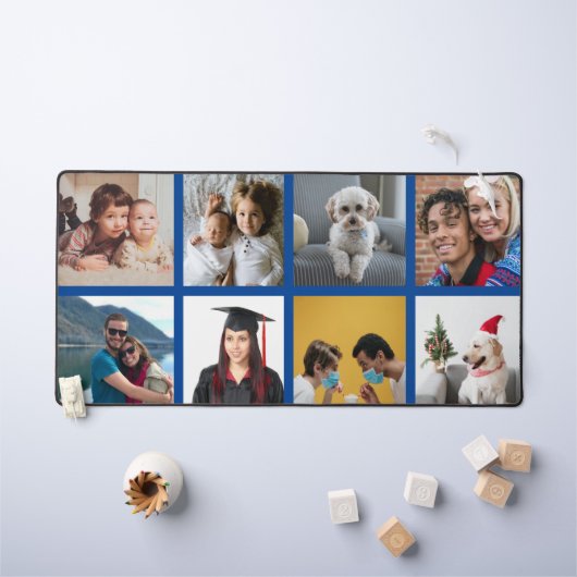 カスタムフォトブルー縁どパーソナライズされた デスクマット (キッズテーブル)