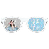 カスタムフォトブルー30thバースデーサングラス レトロサングラス (正面)