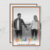 カスタムフォトプライドレインボーフレームありがとう サンキューカード (正面/裏面)