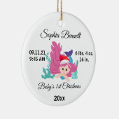 カスタムフォトベビーの女の子初めてのクリスマス2022 セラミックオーナメント (右)