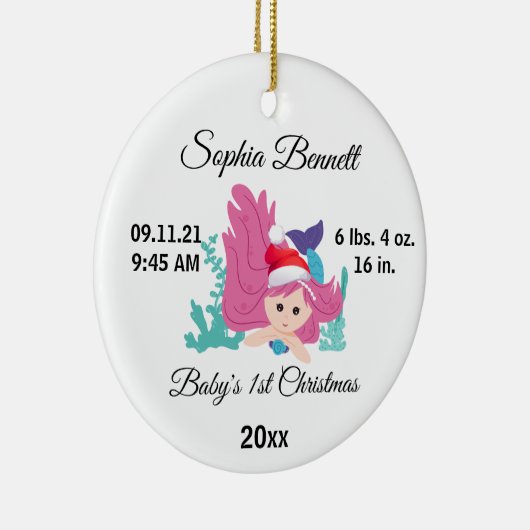 カスタムフォトベビーの女の子初めてのクリスマス2022 セラミックオーナメント (右)