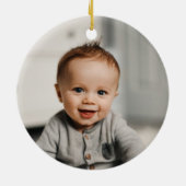 カスタムフォトベビーの女の子初めてのクリスマス2022 セラミックオーナメント (裏面)