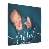 カスタムフォトベビー名テンプレートパーソナライズされたベビー メタルプリント (アングル)