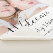 カスタムフォトベビー生まれたばかりののようこそ名 シェルパブランケット (3/4)