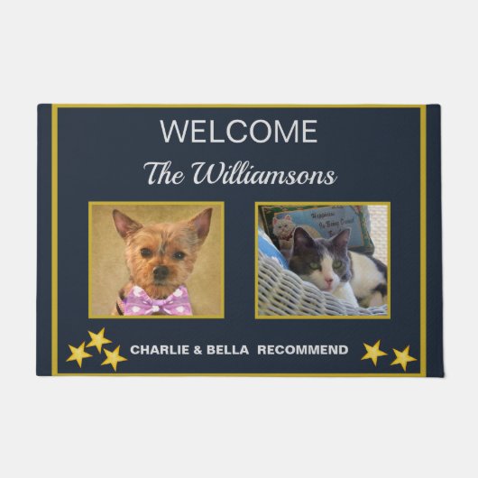 カスタムフォトペットの名前へようこそ   ドアマット (正面)